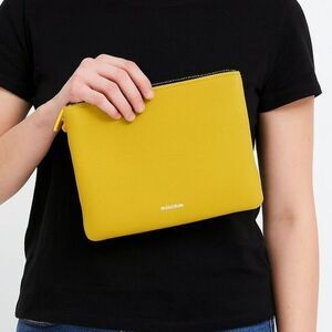 Doris&Jacky Womens Mustard Yellow Clutch Quiet Luxury Preppy Minimalist